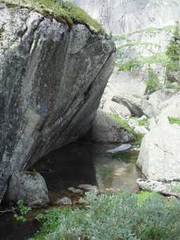A stream under the rocks